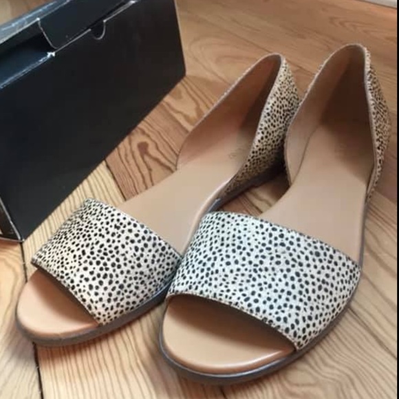 MORGAN CALF HAIR PEEP-TOE FLATS - Picture 2 of 2